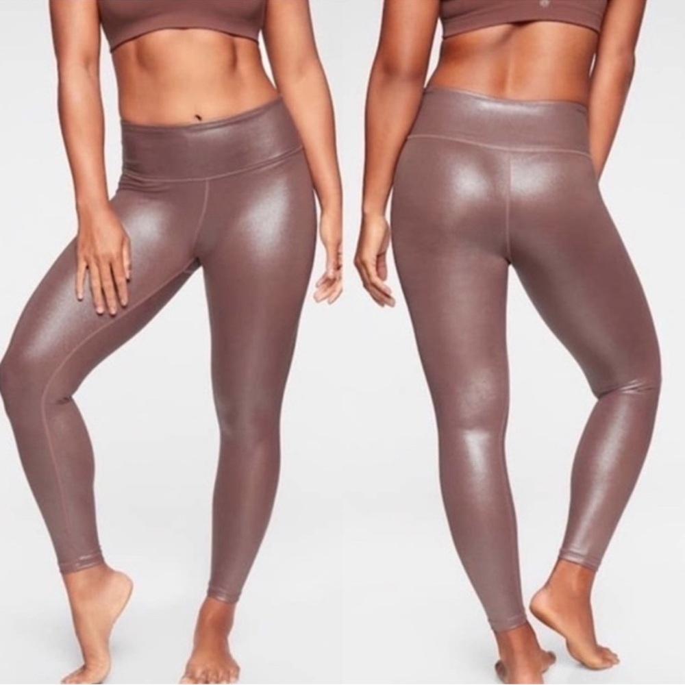 Athleta Elation Shimmer Leggings in Powervita Cinnamon Brown Size Large